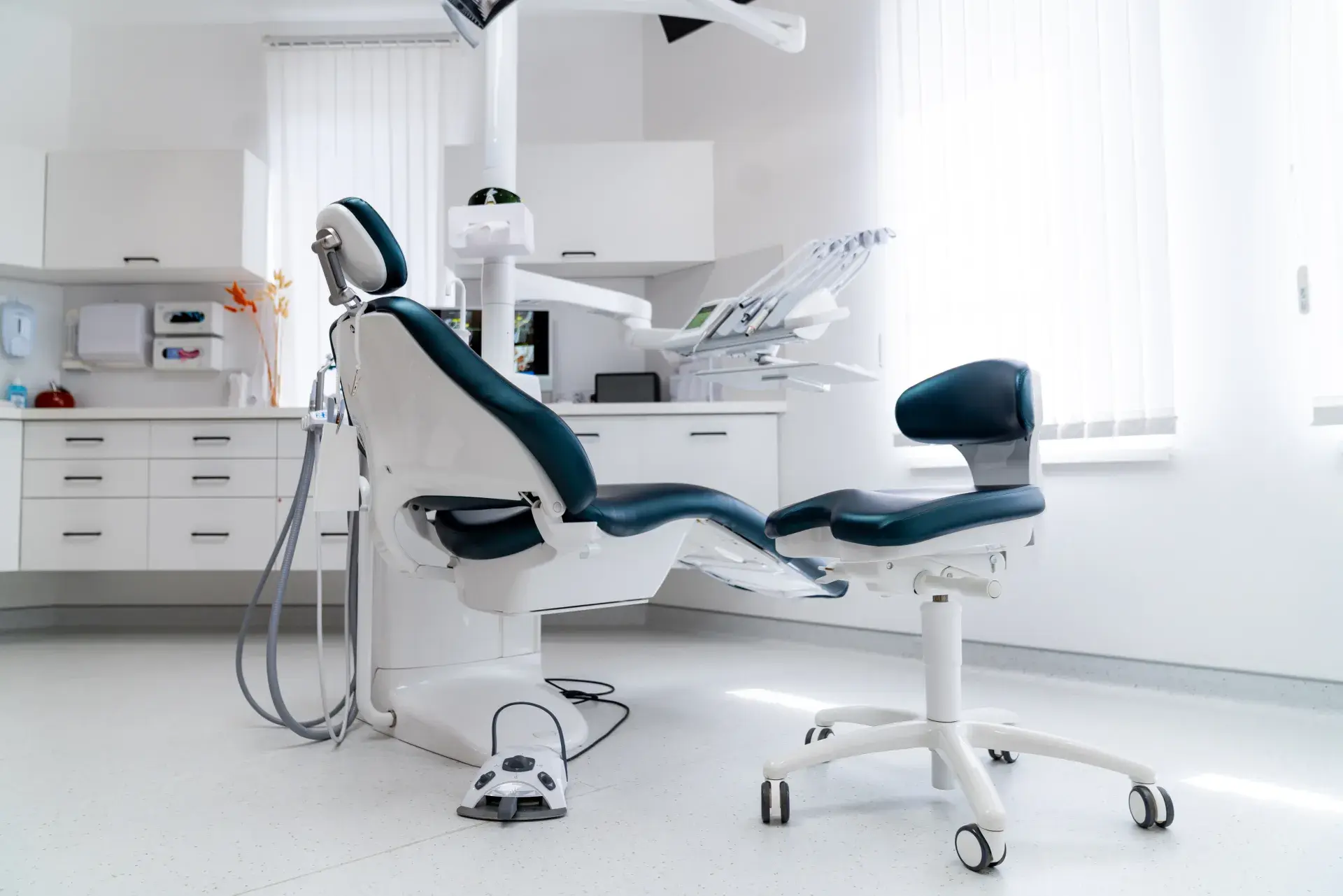 Modern treatment room with dental chair
